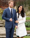 Prince Harry and Meghan Markle at a photocall to officially announce their engagement at the Sunken Garden at Kensington Palace