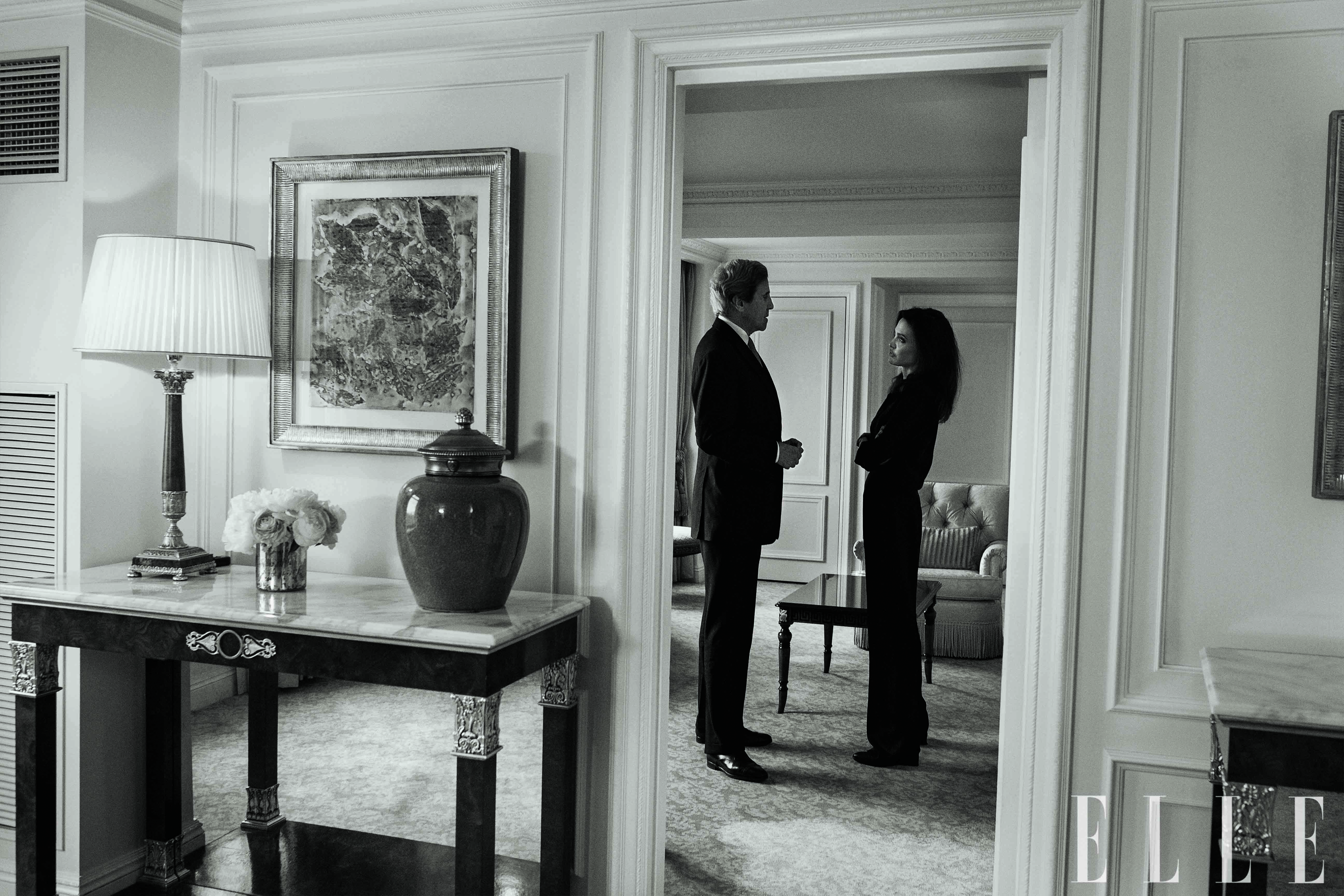 Angelina Jolie and John Kerry in Elle.