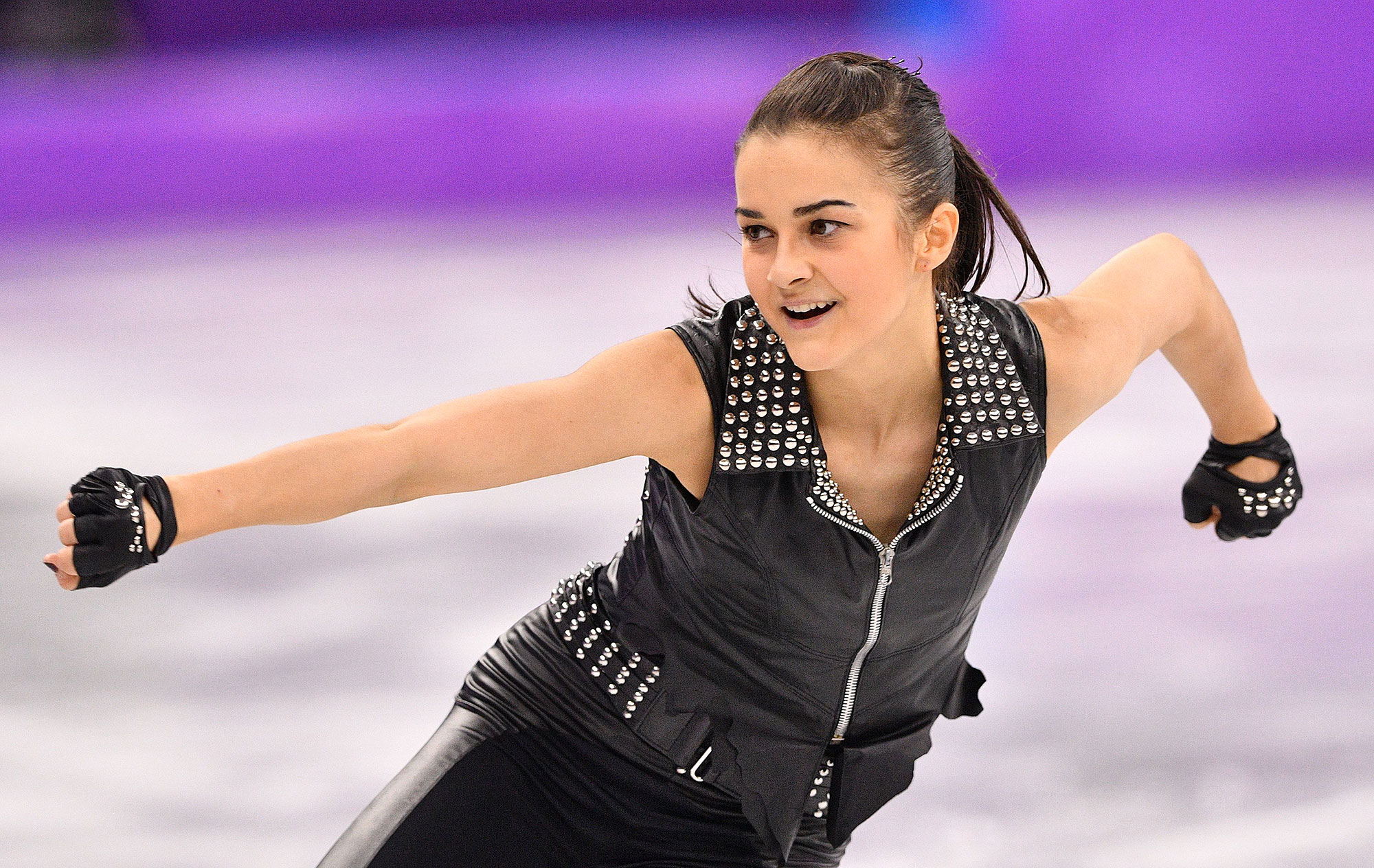 Hungarian figure skater Ivett Tóth competing at the 2018 Winter Olympics