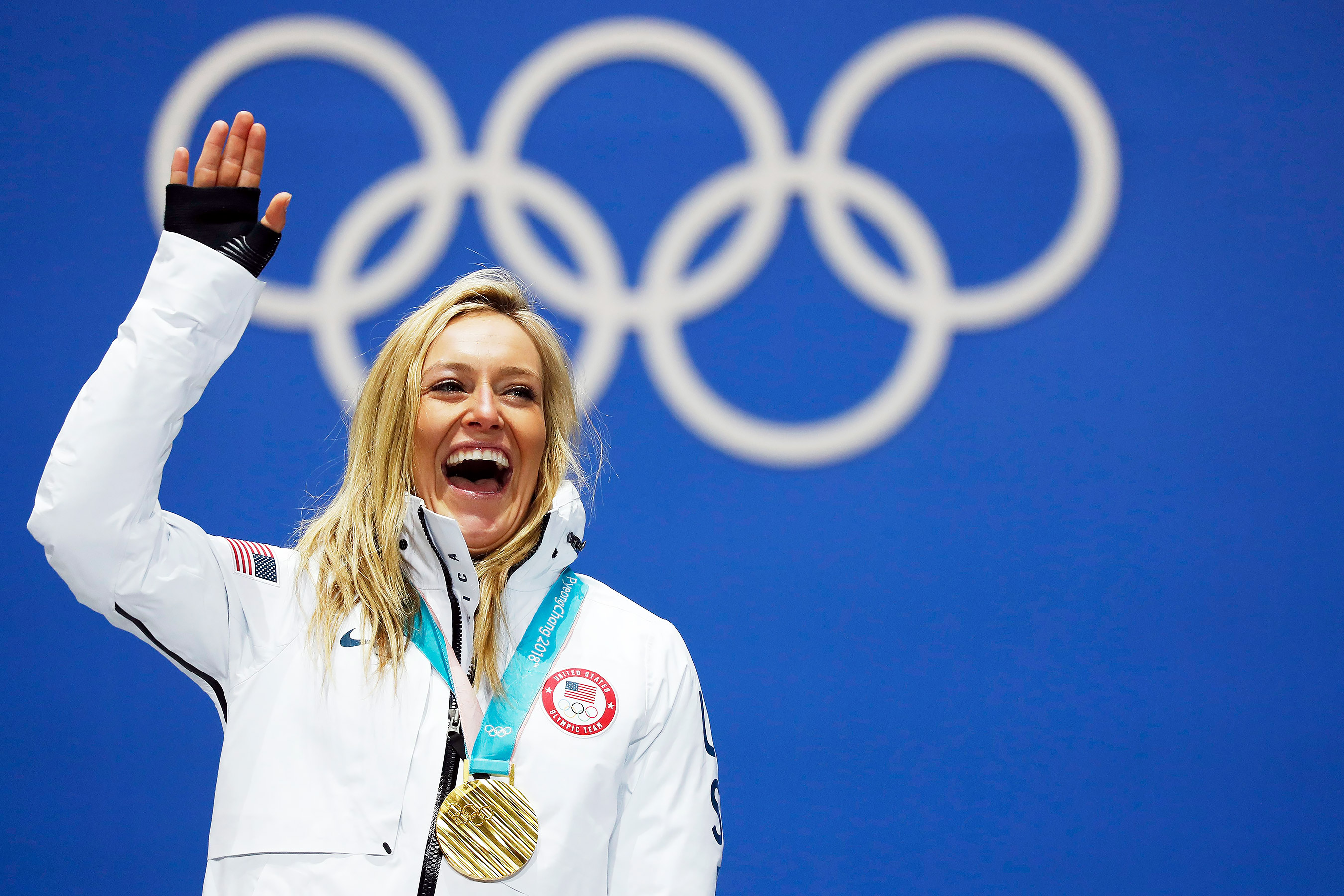 Snowboarder Jamie Anderson after winning her second gold medal, at the 2018 Winter Olympics