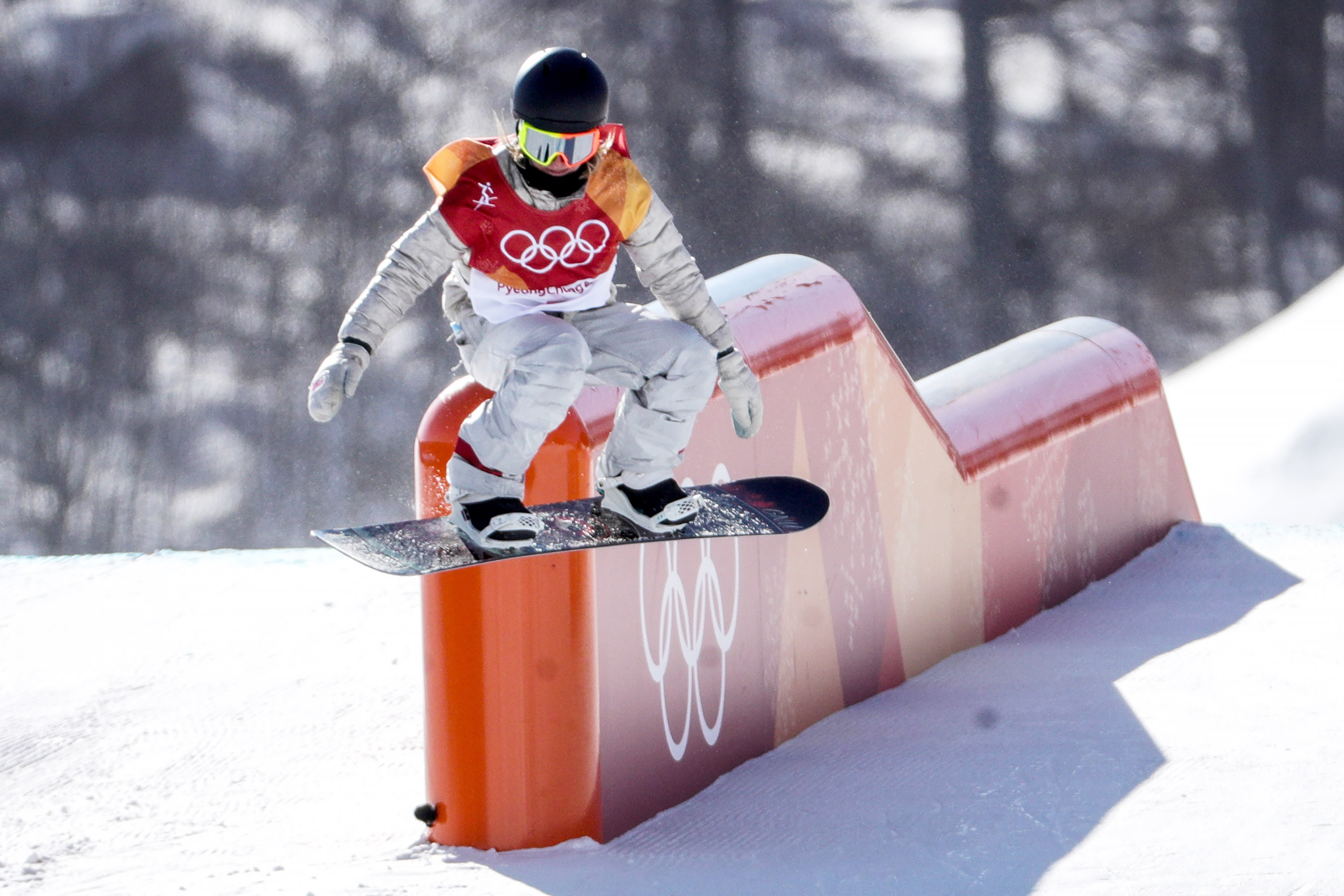 Snowboarder Jamie Anderson competing in the 2018 Winter Olympics