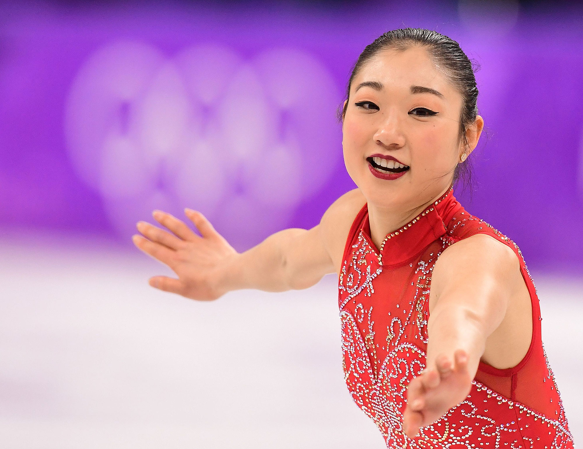 Figure skater Mirai Nagasu competing in the 2018 Winter Olympics