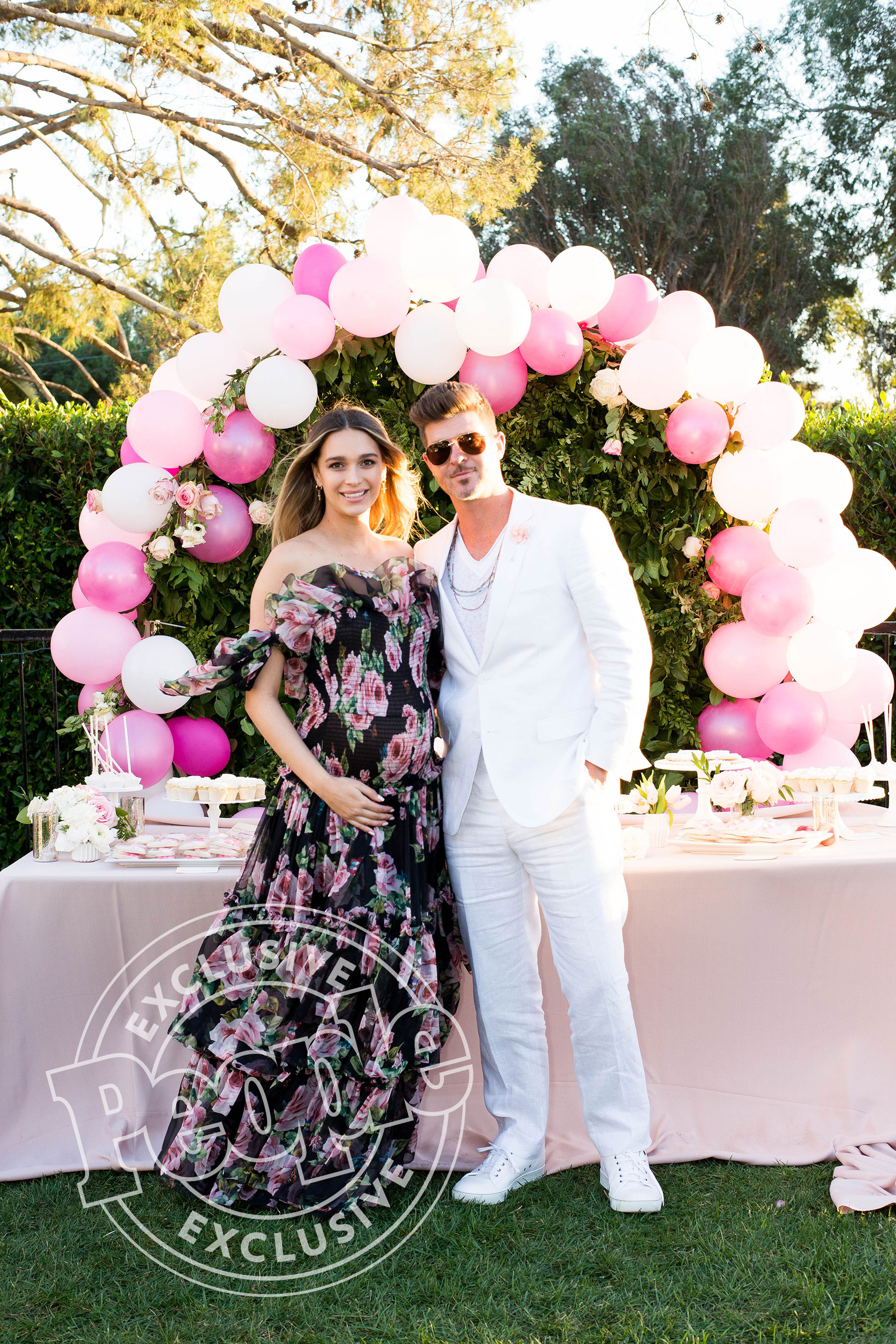 Robin Thicke and April Love Geary at their baby shower