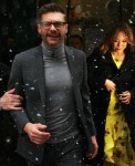 Ryan Seacrest and Carrie Ann Inaba film 'Live With Kelly & Ryan' in the snow