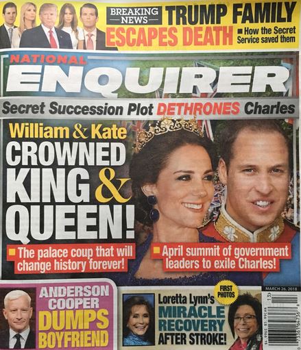 Prince William Kate Middleton King Queen Enquirer Cover