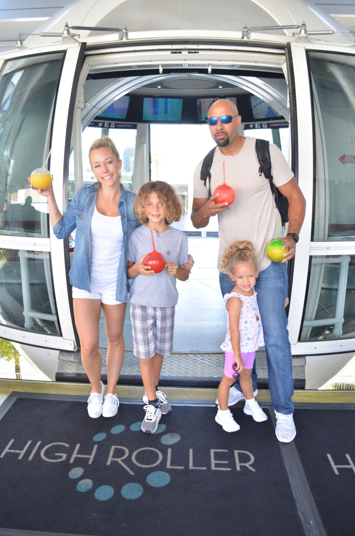 Kendra Wilkinson, husband Hank Baskett and children Little Hank and Alijah ride the High Roller Observation Wheel in Las Vegas.