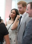 Prince Harry and Meghan Markle at a reception for delegates from the Commonwealth Youth Forum at the Queen Elizabeth II Conference Centre, London