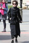 Neri Oxman rocks all black and carries "The Voyager Record'' while heading to class at MIT