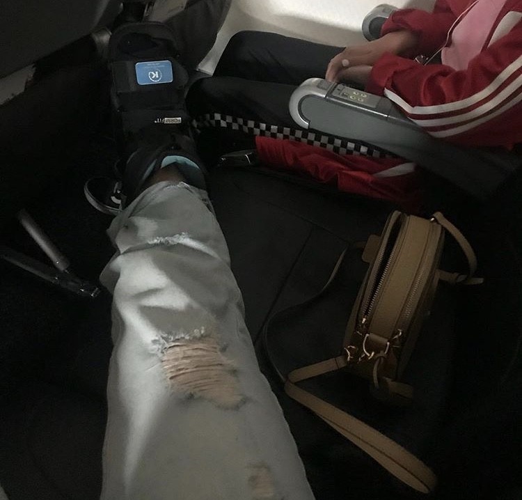 Tamra Resting Her Foot On The Flight