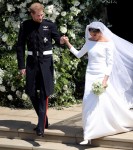 Prince Harry and Meghan Markle leave St George's Chapel in Windsor Castle after their wedding