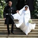 Prince Harry and Meghan Markle leave St George's Chapel in Windsor Castle after their wedding