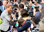 Prince Harry greets a crowd of well wishers in Windsor